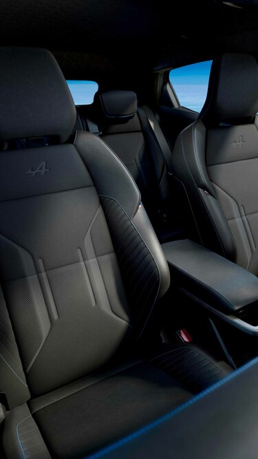 upholstery with stitching and Alpine logo